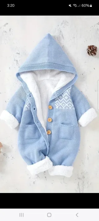 Mono de invierno azul con capucha 0-3 meses