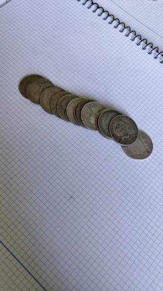 Lote 14 monedas 1 peseta de plata