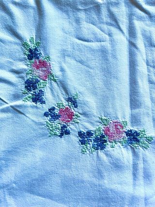 Lenzuolo vintage punto croce cotone