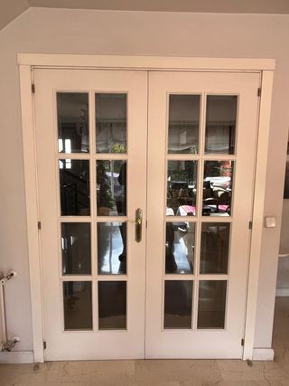 Puerta doble blanco roto biselada