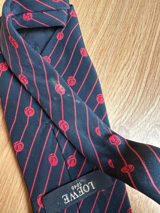 Corbata Loewe Seda Vintage Roja y Azul Marino