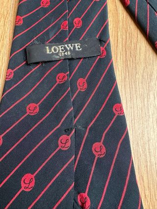Corbata Loewe Seda Vintage Roja y Azul Marino