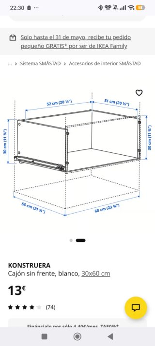 2 Cajones Mueble Smastad Ikea Blanco y gris