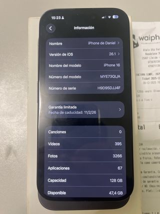iPhone 16 100% Bateria Negro Original con Factura