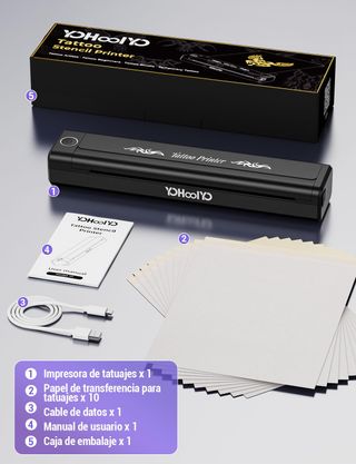 Impresora Tattoo YOHOOLYO Bluetooth Negra