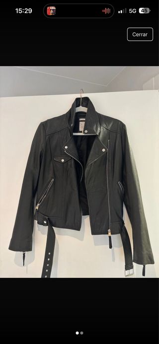 Cazadora Biker Zara Piel Negra