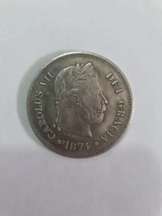 COPIA. Moneda 5 Pesetas 1874