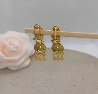 Pendientes Vintage Chapado Oro 18k Esmeraldas