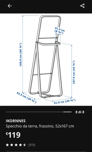 Specchio da terra Ikea IKORNNES