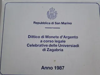 Dittico Monete Argento San Marino 1987 Universiadi