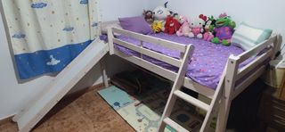 Cama infantil de 90x190cm con tobogán