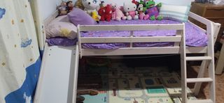 Cama infantil de 90x190cm con tobogán