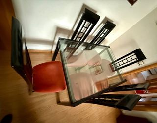 Mesa extensible cristal + 6 sillas