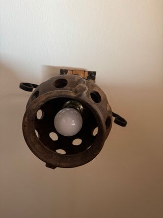 Lámpara de techo rústica terracota y madera