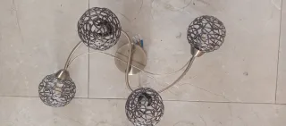 Lámpara de salón acero cromado bombillas led