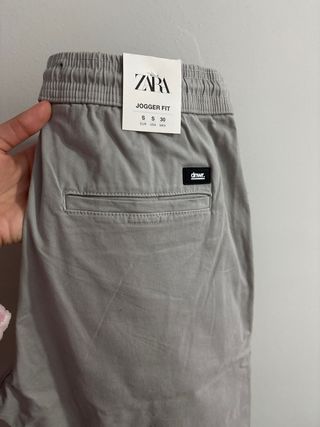 Zara Jogger Fit Pantalones Gris Talla S - EUR