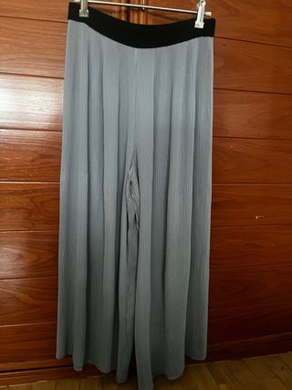 Pantalón elástico tableado azul claro