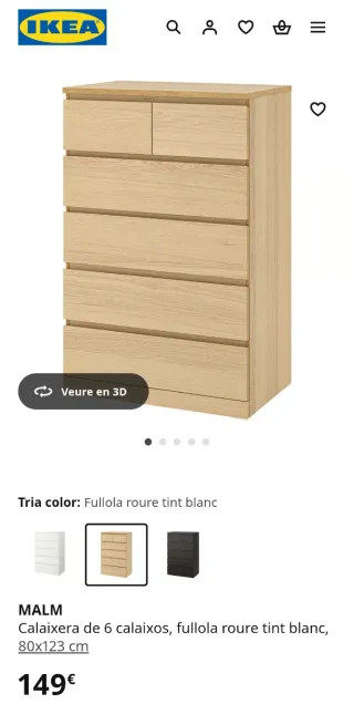 Cómoda IKEA Malm 6 cajones.