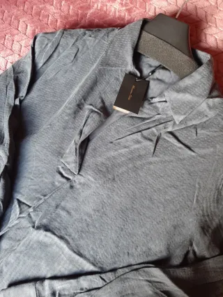 Camisa Massimo Dutti gris azulado mujer