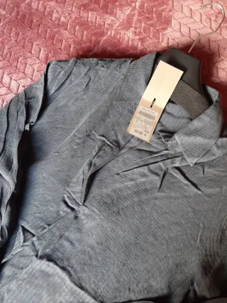 Camisa Massimo Dutti gris azulado mujer