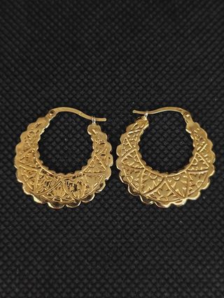 Pendientes oro 18k aro plano grabado051-04-00499