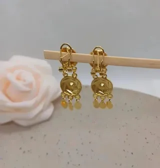 Pendientes Vintage Chapado Oro 18k Esmeralda