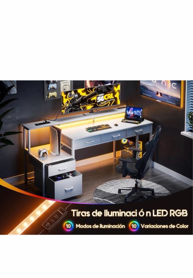 Escritorio 160x48cm con 5 Cajones