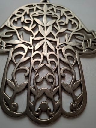 Mano de Fátima Plata con Abalorio Azul