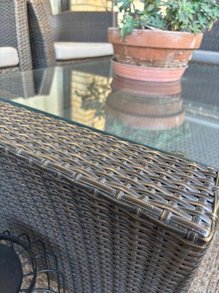 Mesa de centro exterior ratán y cristal