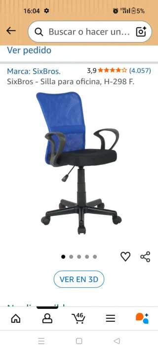 Silla de oficina infantil/juvenil, con ruedas azul