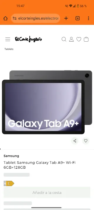 Tablet Samsung Galaxy Tab A9+ Gris