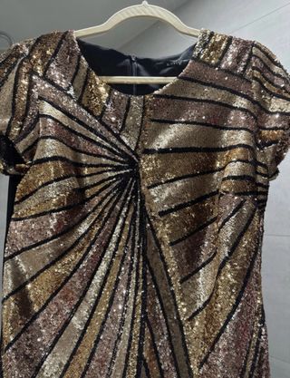 Vestido Joya Fiesta Negro y Dorado