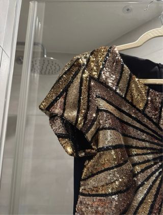 Vestido Joya Fiesta Negro y Dorado