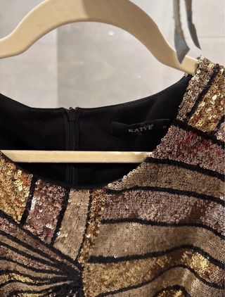 Vestido Joya Fiesta Negro y Dorado