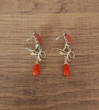 Pendientes Vintage Coral y Plata
