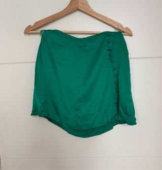 Falda Zara verde botones mini