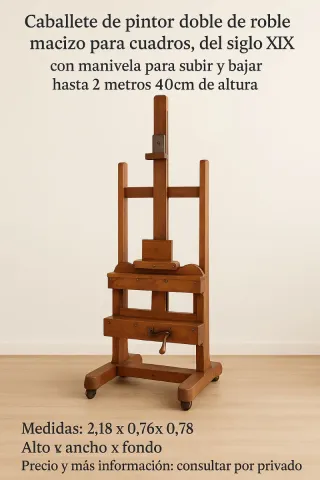 Caballete de pintor roble macizo siglo XIX