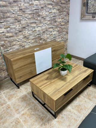 Mesa centro y mueble TV salón madera
