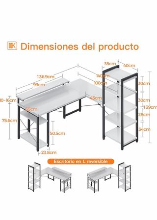 Escritorio ODK en L con Estantería