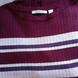 Jersey rayas byrdeos y beige, talla L