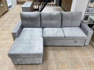 Sofá Chaise Longue Gris + Cama y Arcón Nuevo