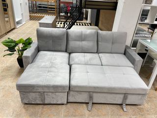 Sofá Chaise Longue Gris + Cama y Arcón Nuevo