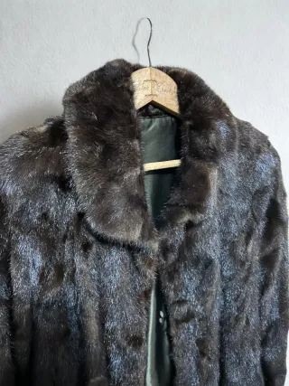 Abrigo largo vintage efecto visón sintético