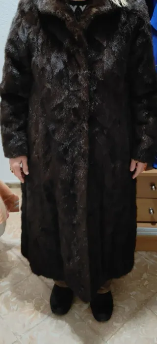 Abrigo largo vintage efecto visón sintético