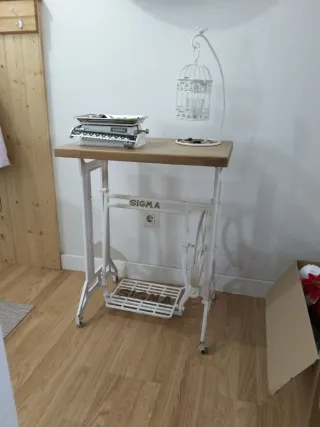 Mesa Máquina Coser Vintage Madera Metal