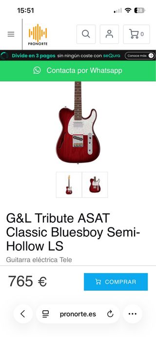 Guitarra G&L Telecaster Thinline Roja