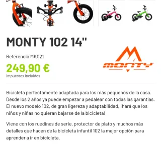 Bicicleta infantil 14 pulgadas