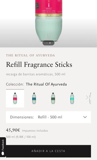 Recambio Difusor Rituals Ayurveda ABIERTO