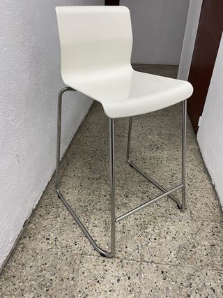 Taburete Alto Cocina Blanco y Plata 2 unidades