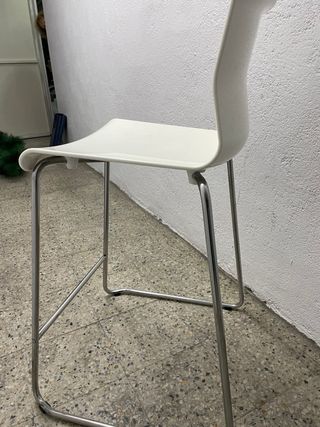 Taburete Alto Cocina Blanco y Plata 2 unidades
